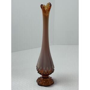 Vintage Fenton Bud Vase~Frosted Pink Opalescent Glass Swung Vase